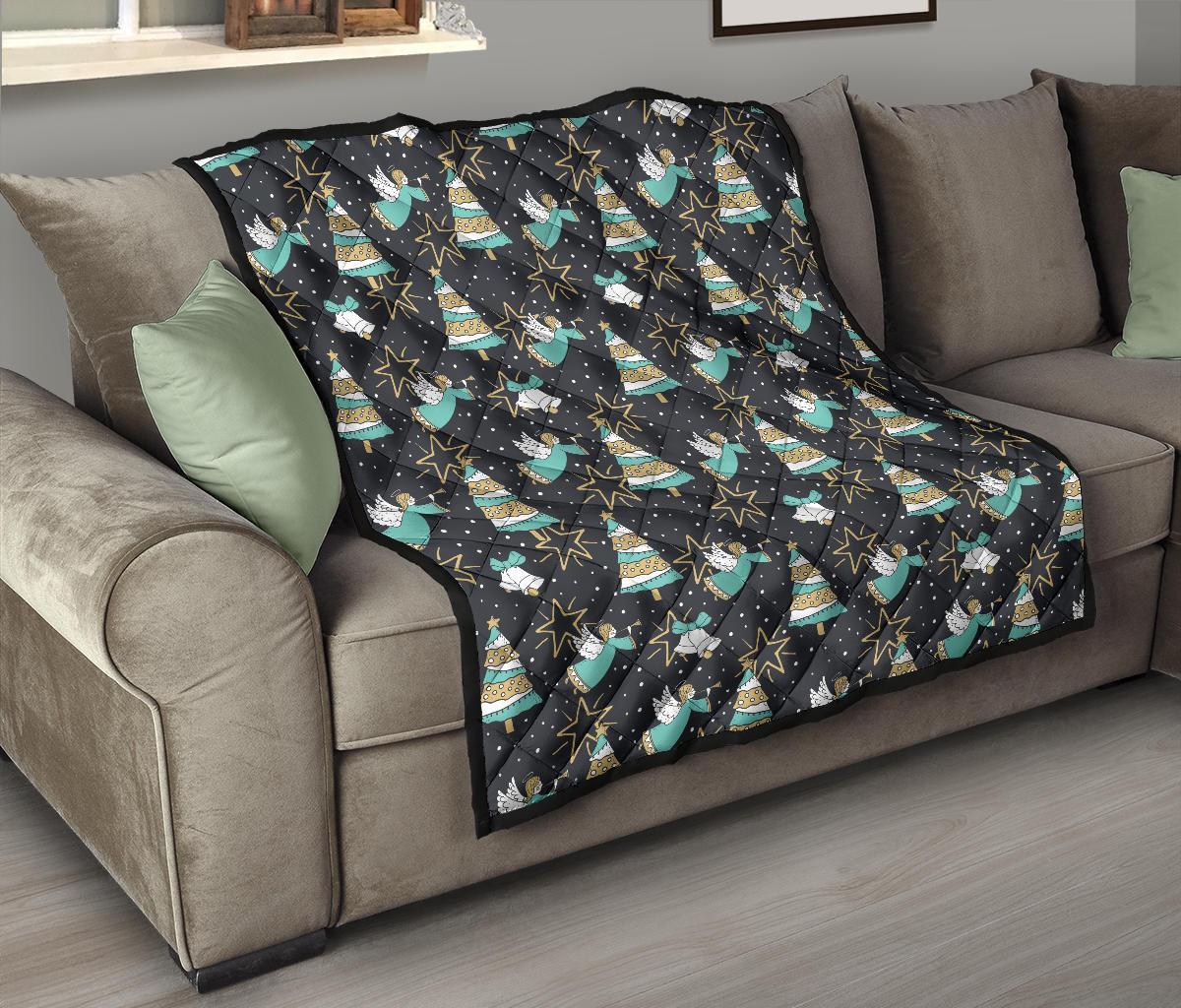 Angel Christmas Print Pattern Quilt-grizzshop