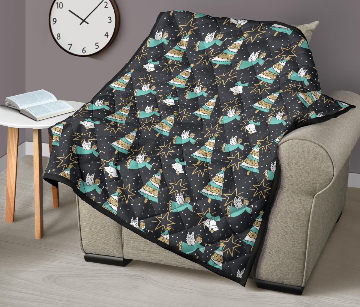 Angel Christmas Print Pattern Quilt-grizzshop