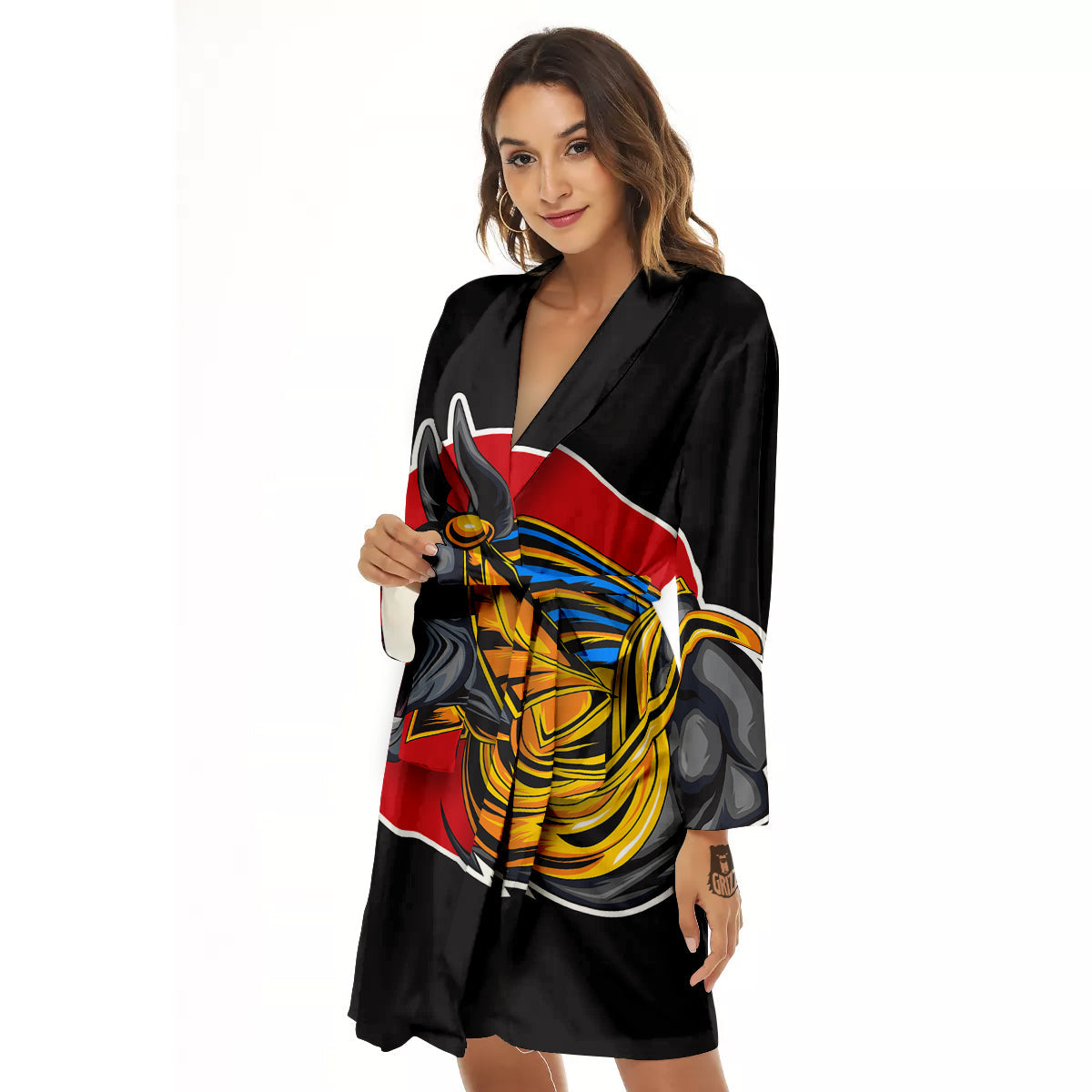 Angry Anubis Print Women's Robe-grizzshop