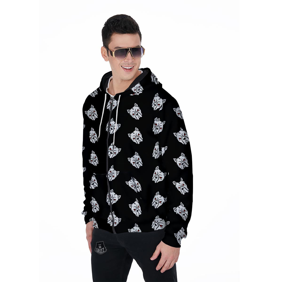 Angry Pitbull Men's Zip Up Hoodie-grizzshop