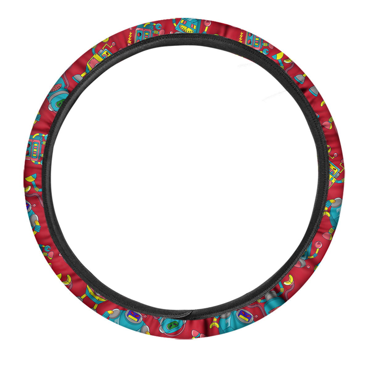 Angry Robot Print Pattern Car Steering Wheel Cover-grizzshop