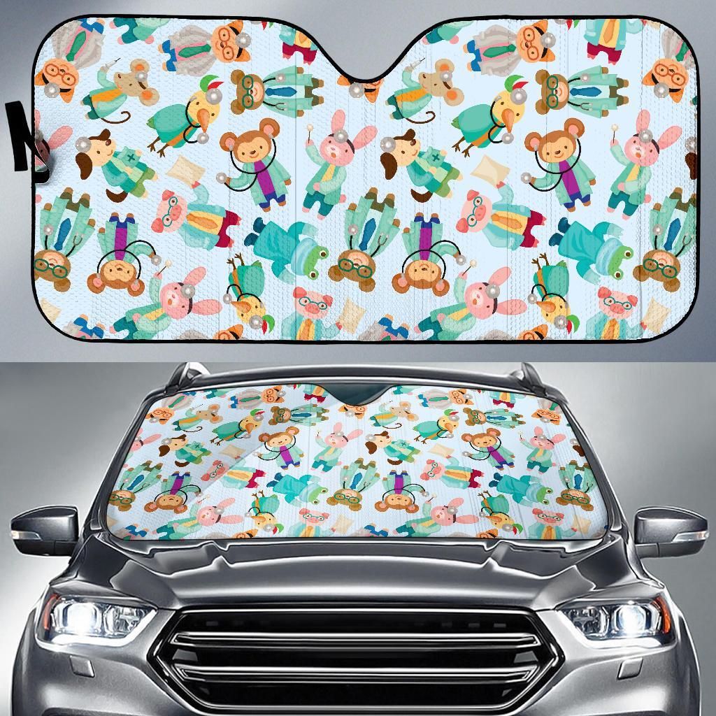 Animal Nurse Pattern Print Car Sun Shade-grizzshop