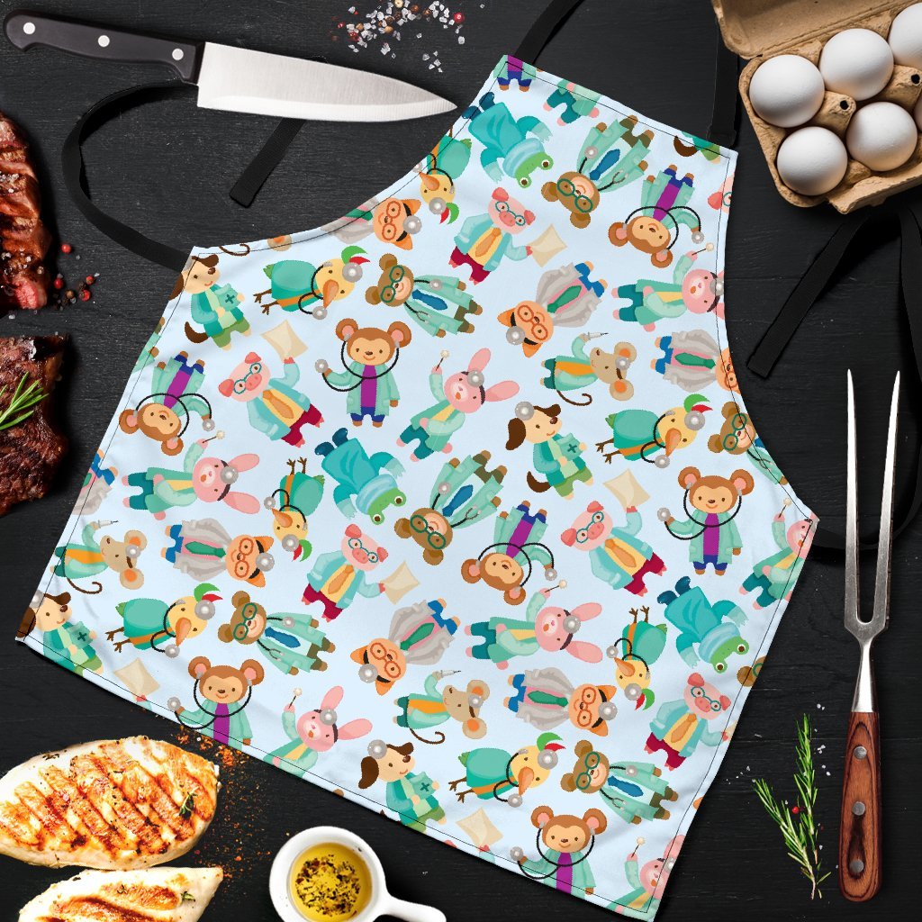 Animal Nurse Pattern Print Men's Apron-grizzshop