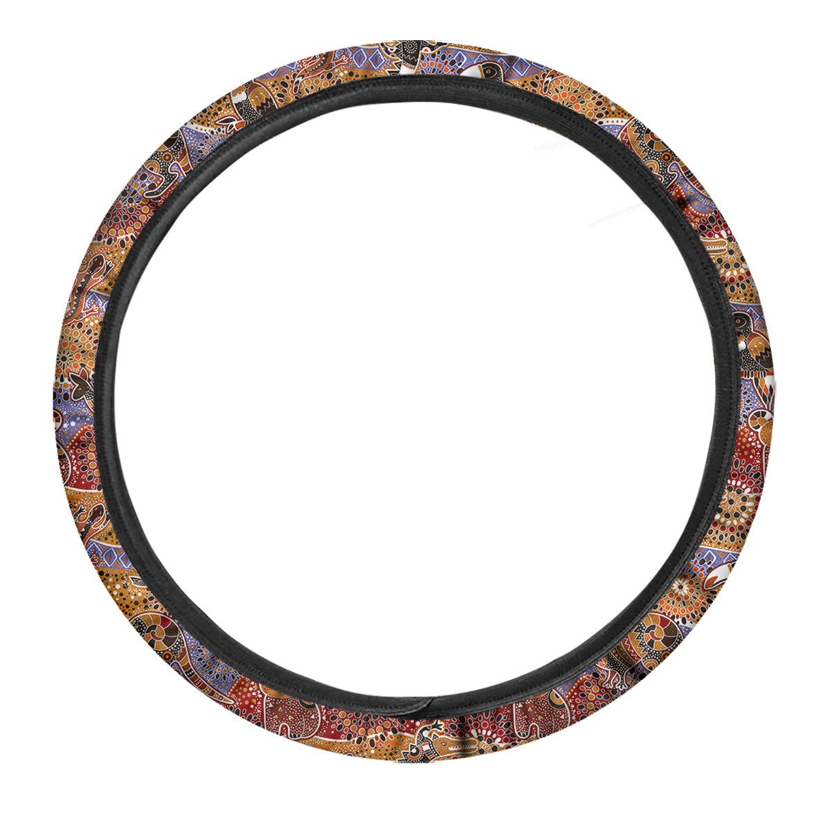 Animals Aboriginal Print Pattern Car Steering Wheel Cover-grizzshop