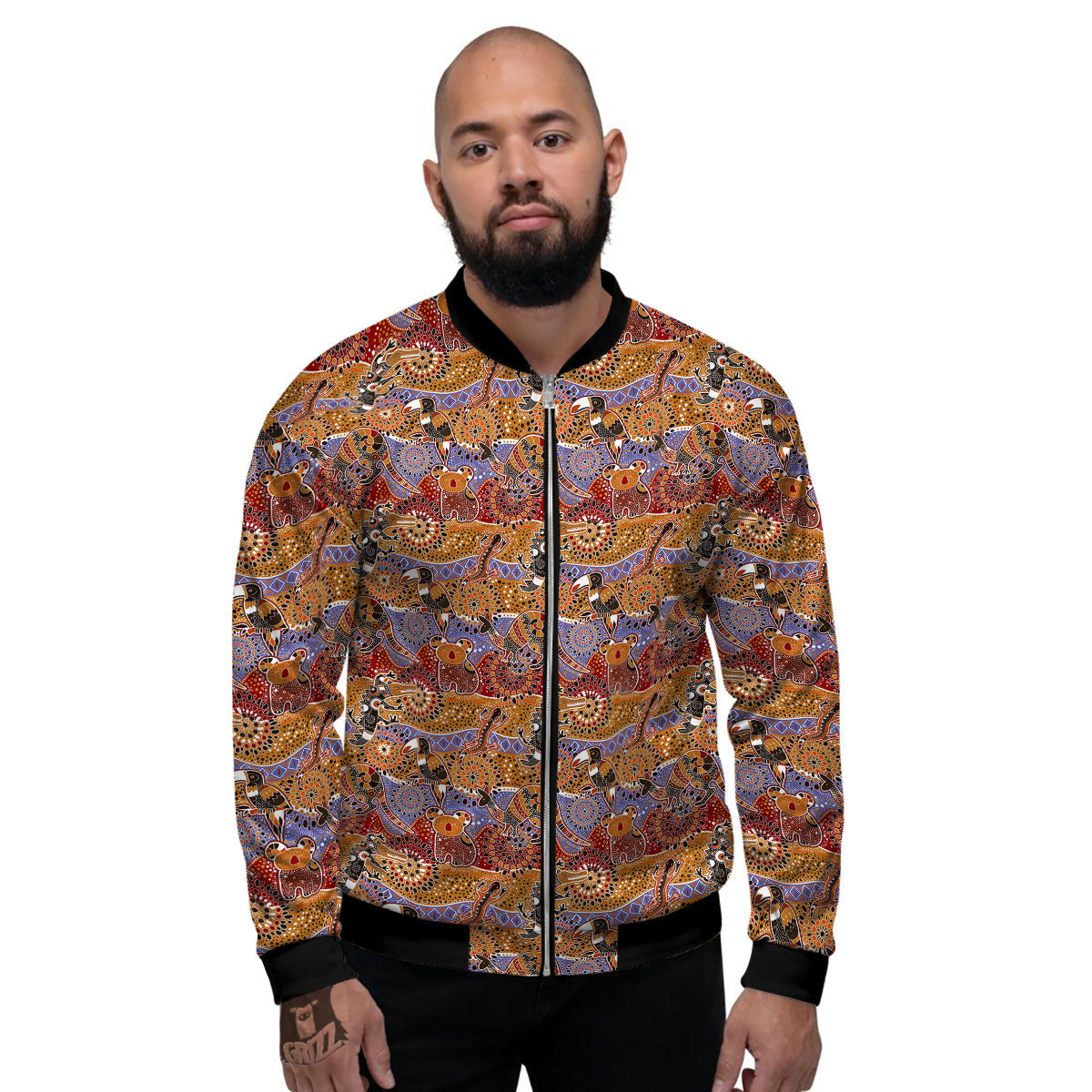 Animals Aboriginal Print Pattern Men's Bomber Jacket-grizzshop