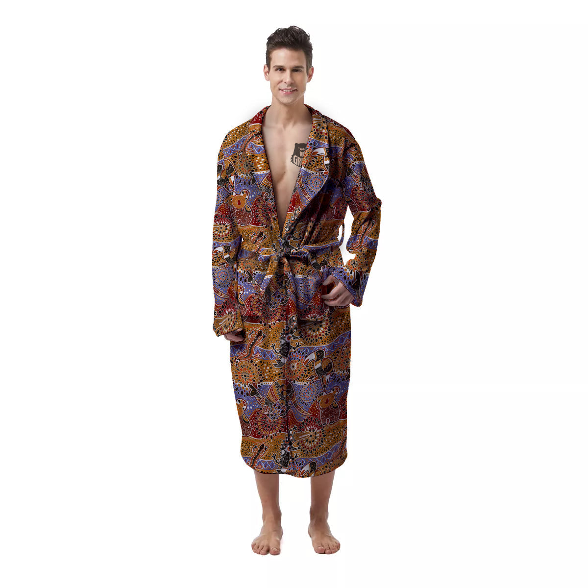Animals Aboriginal Print Pattern Men's Robe-grizzshop