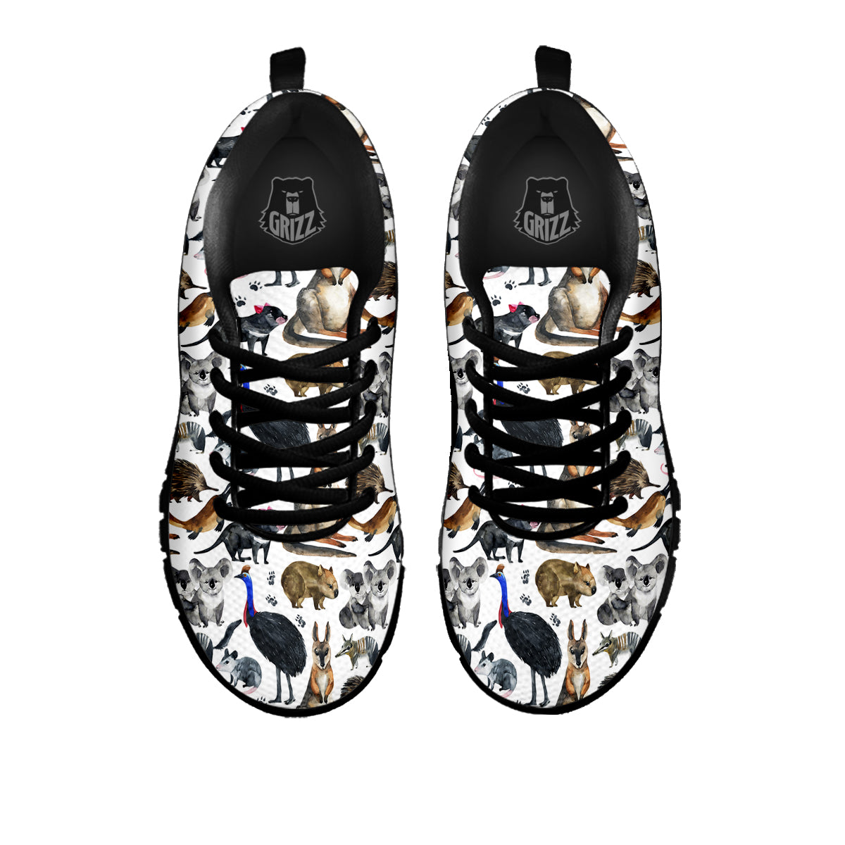 Animals Australian Print Pattern Black Sneaker-grizzshop