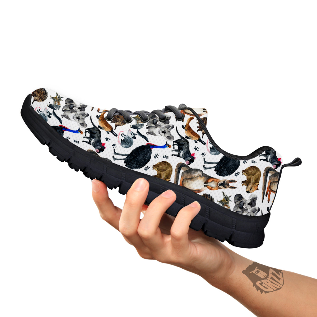 Animals Australian Print Pattern Black Sneaker-grizzshop