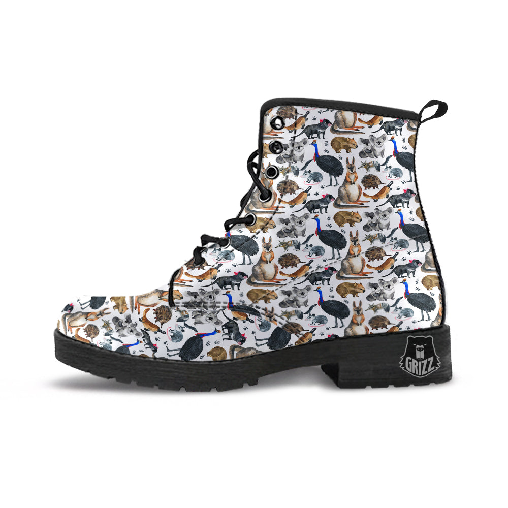 Animals Australian Print Pattern Leather Boots-grizzshop