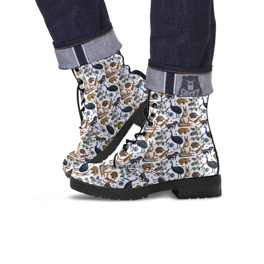 Animals Australian Print Pattern Leather Boots-grizzshop