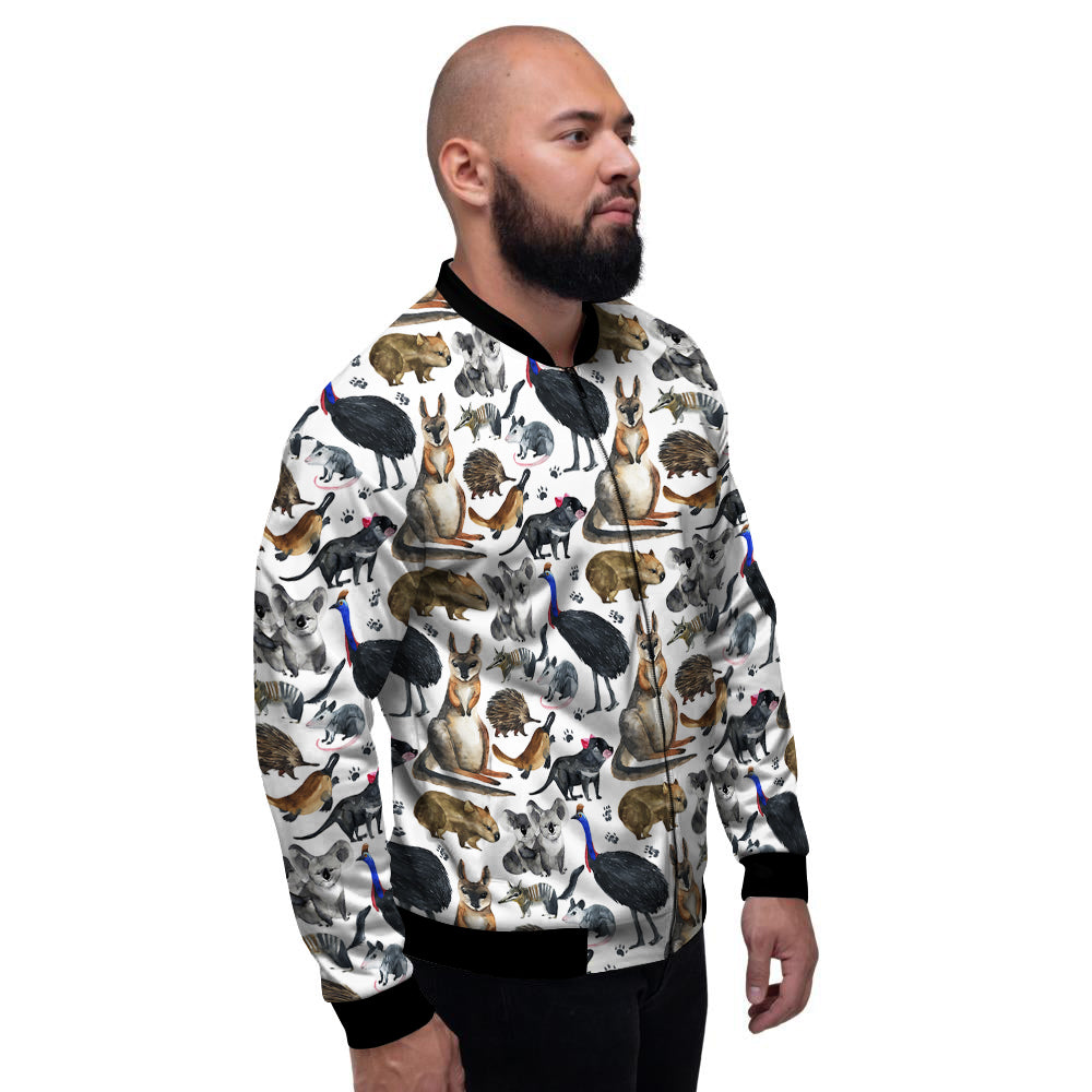 Animals Australian Print Pattern Men's Bomber Jacket-grizzshop