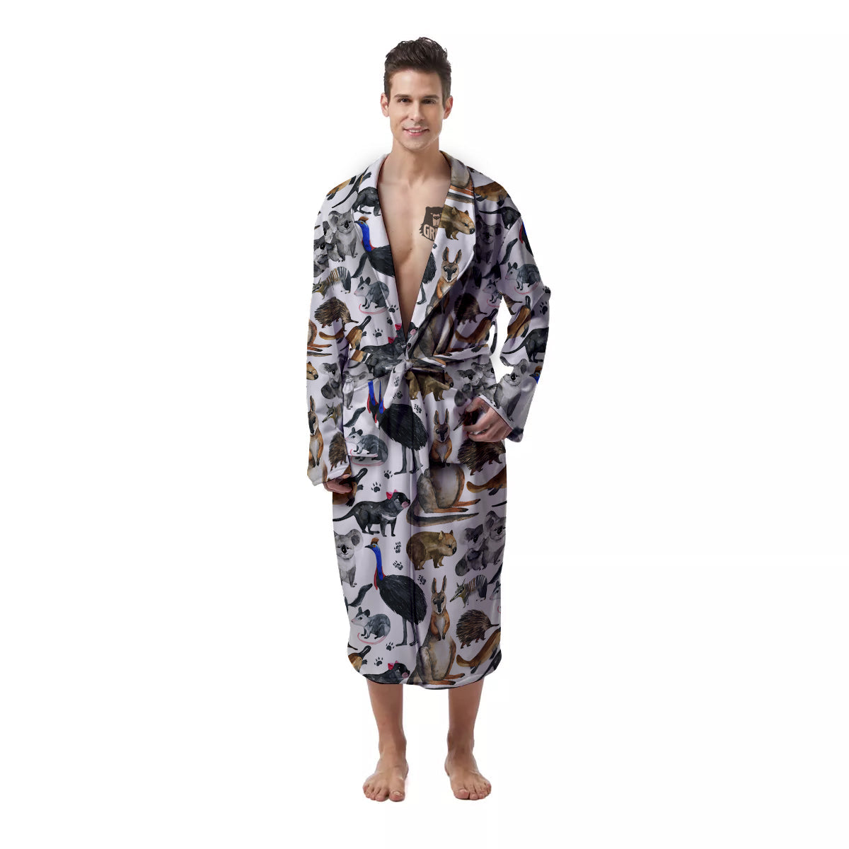 Animals Australian Print Pattern Men's Robe-grizzshop