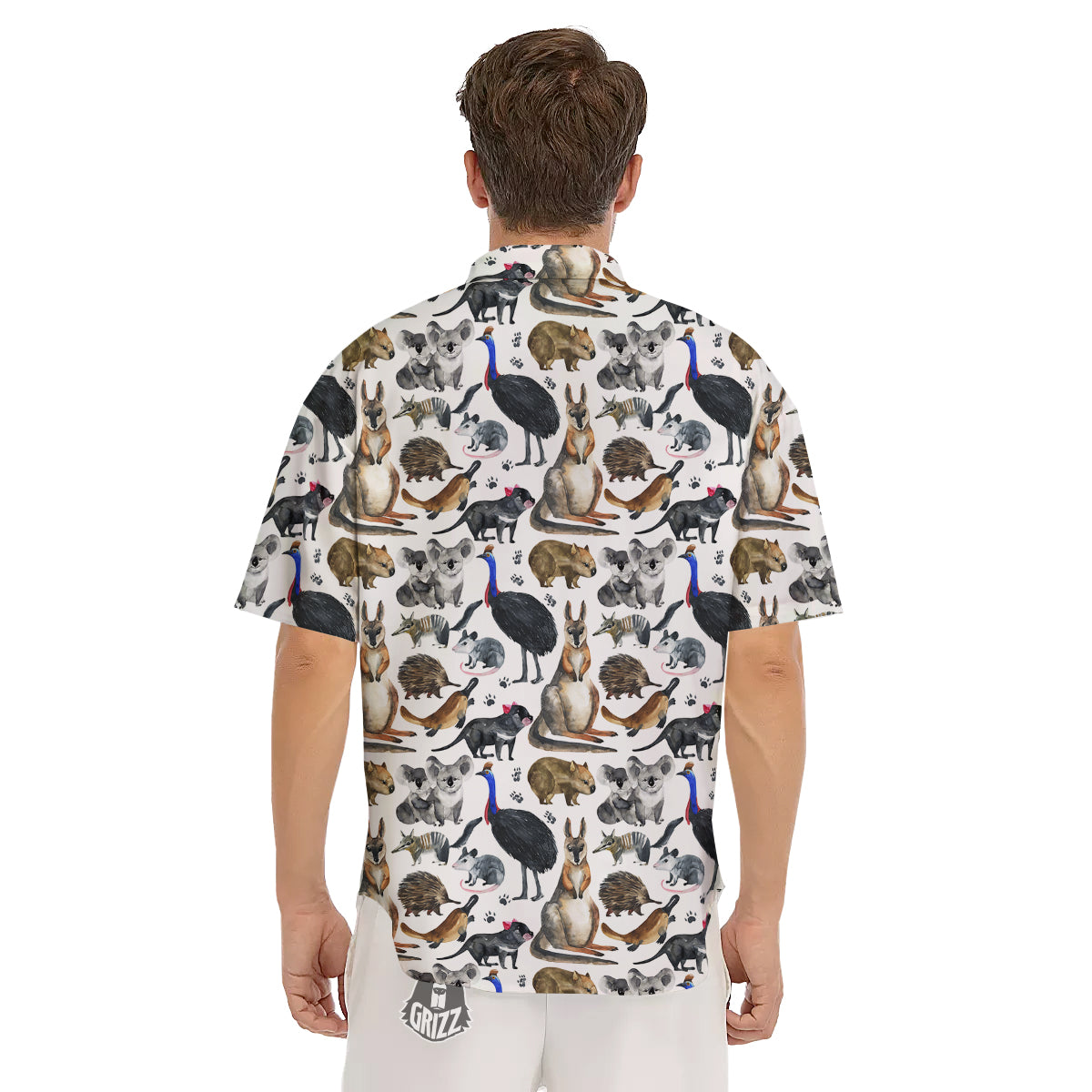 Animals Australian Print Pattern Men's Short Sleeve Shirts-grizzshop