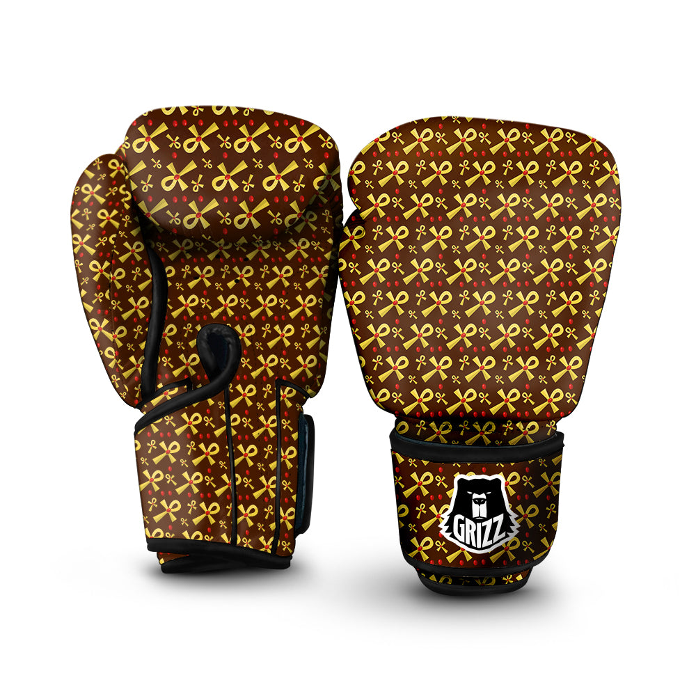 Ankh And Gems Print Pattern Boxing Gloves-grizzshop