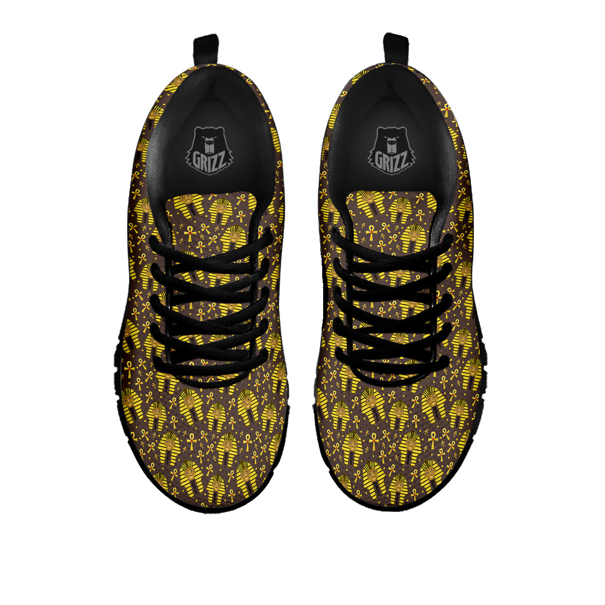 Ankh And Pharaoh Print Pattern Black Sneaker-grizzshop
