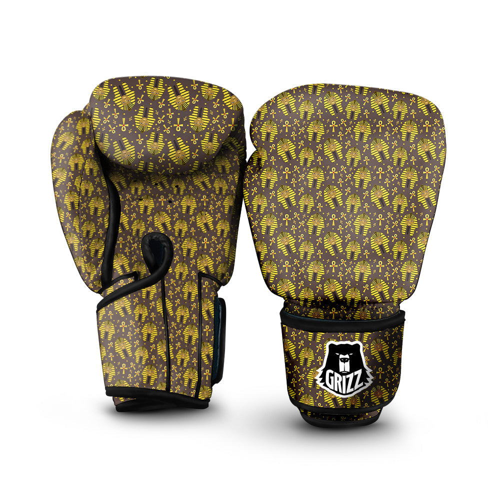 Ankh And Pharaoh Print Pattern Boxing Gloves-grizzshop