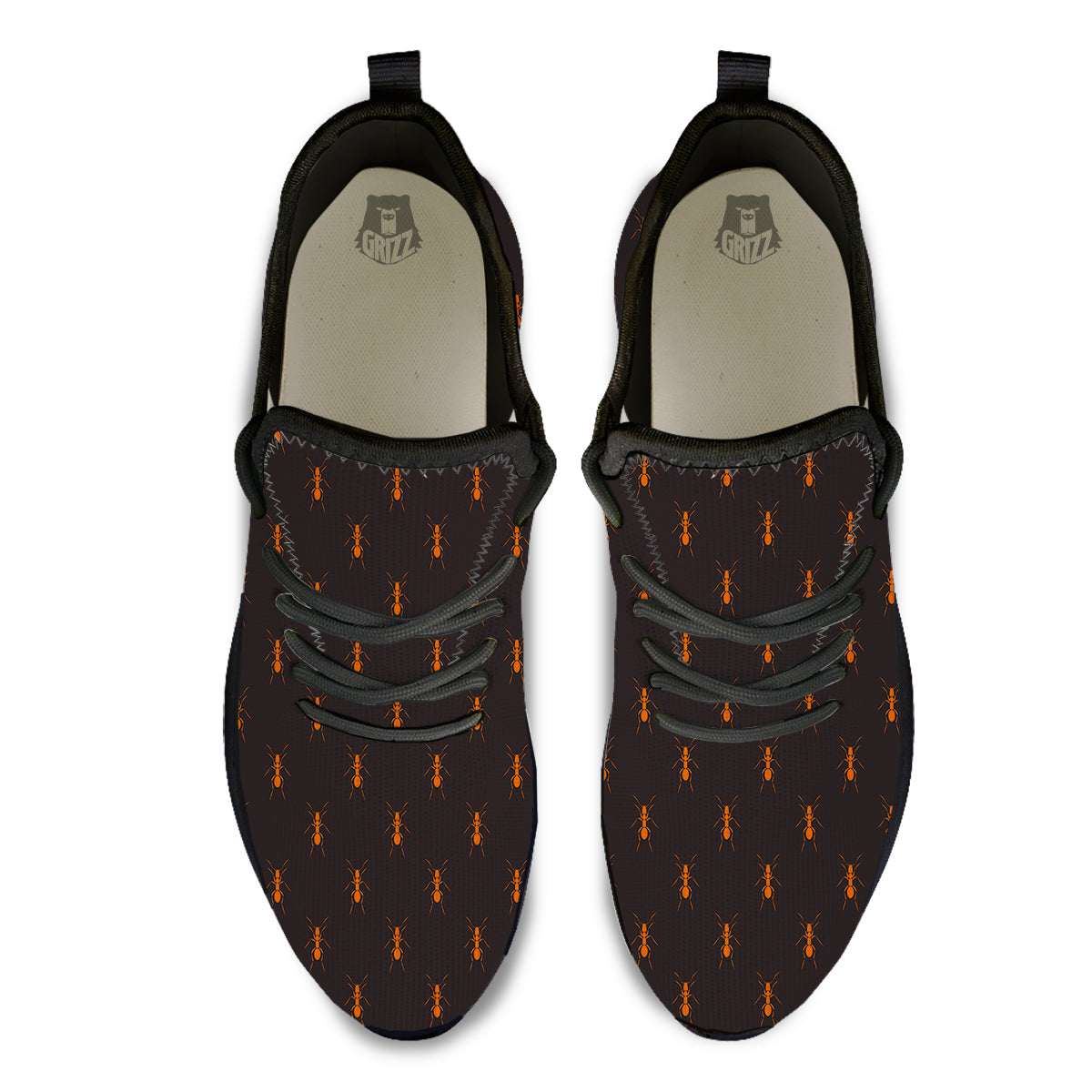 Ant Orange Print Pattern Black Athletic Shoes-grizzshop