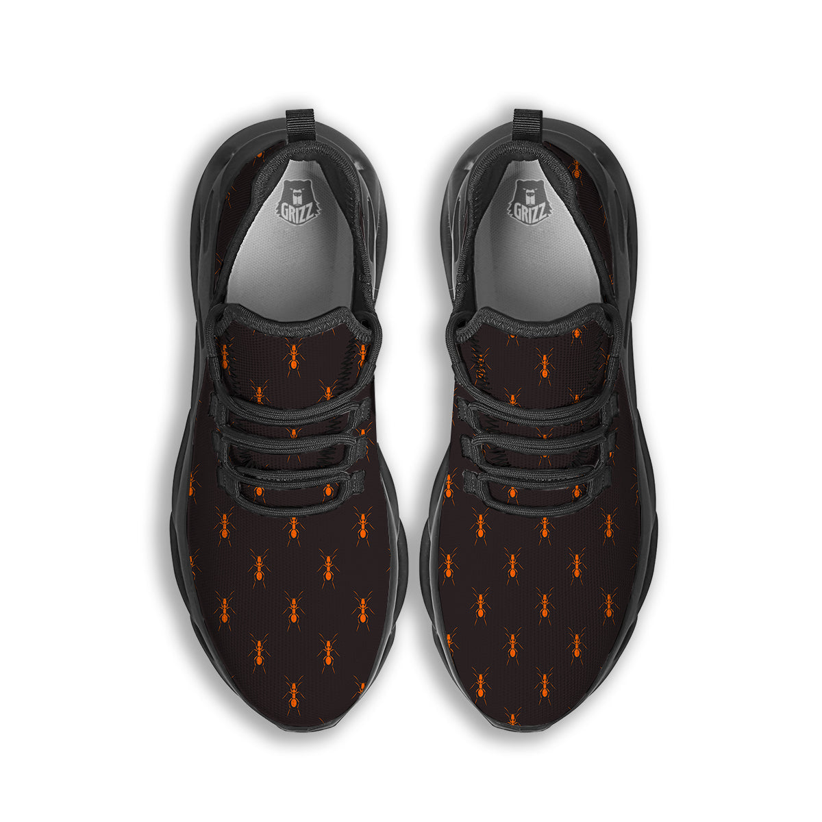 Ant Orange Print Pattern Black Running Shoes-grizzshop