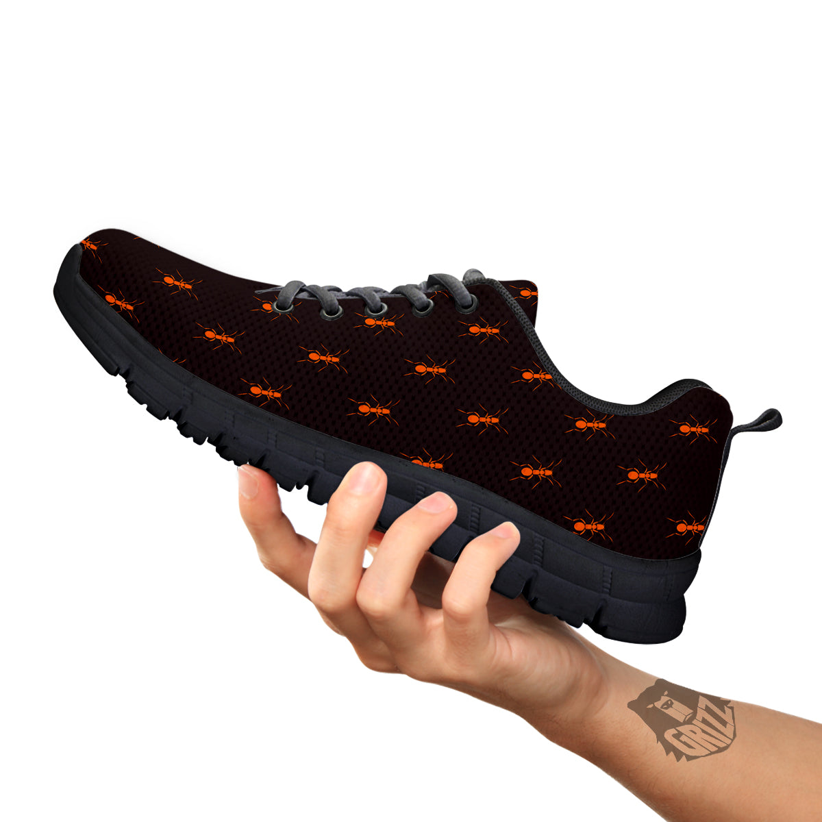 Ant Orange Print Pattern Black Sneaker-grizzshop