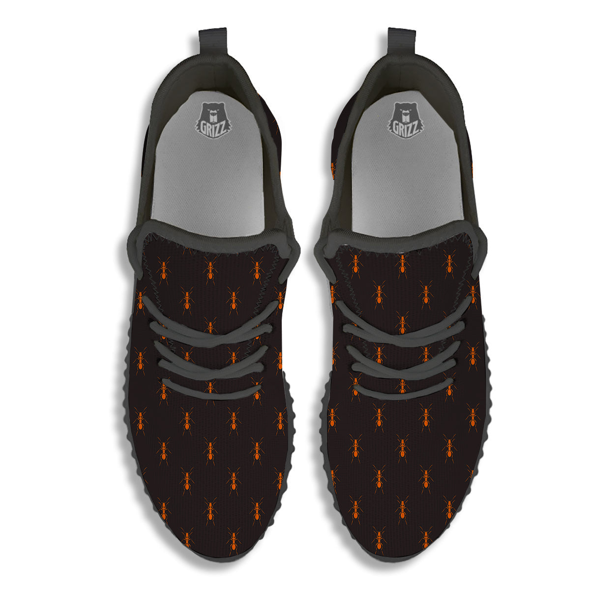 Ant Orange Print Pattern Black Walking Shoes-grizzshop