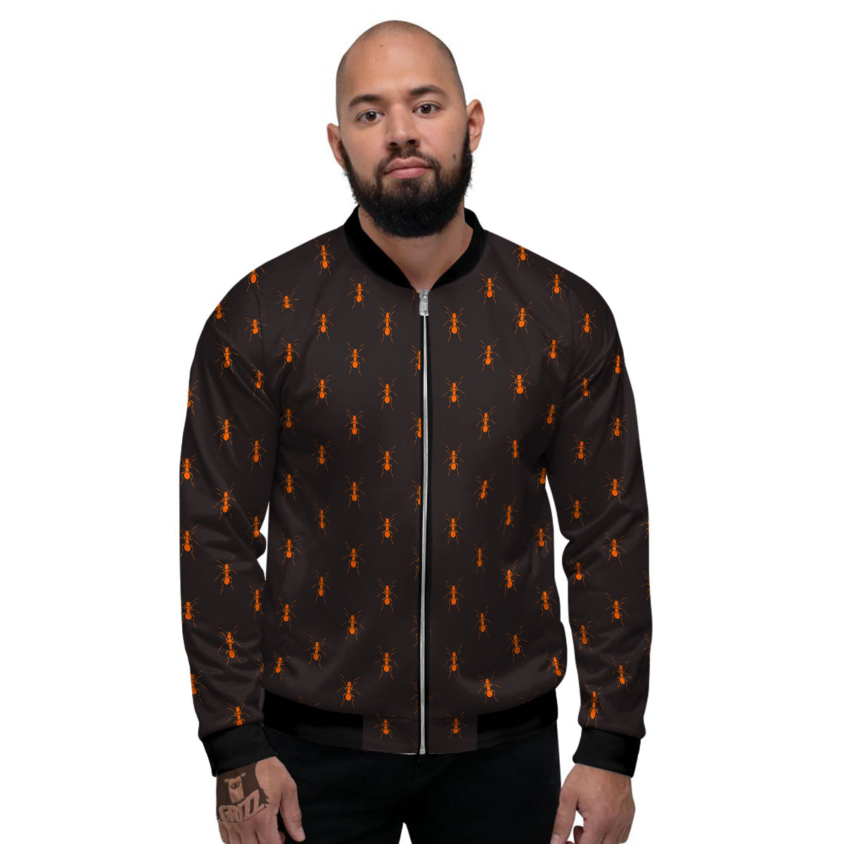 Ant Orange Print Pattern Men's Bomber Jacket-grizzshop