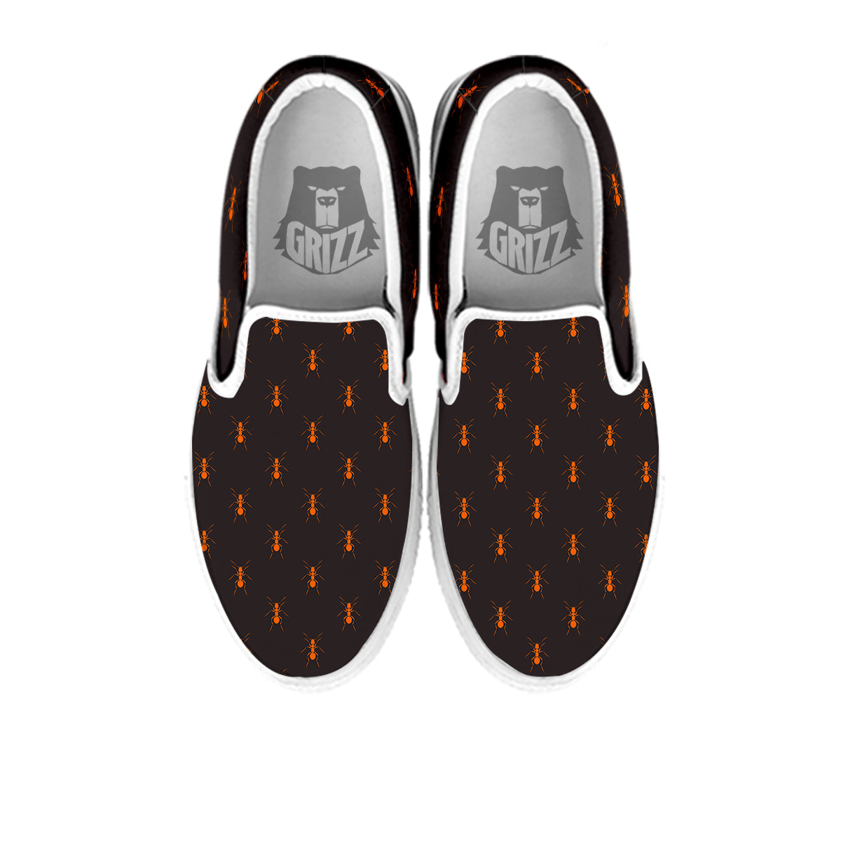 Ant Orange Print Pattern White Slip On Shoes-grizzshop