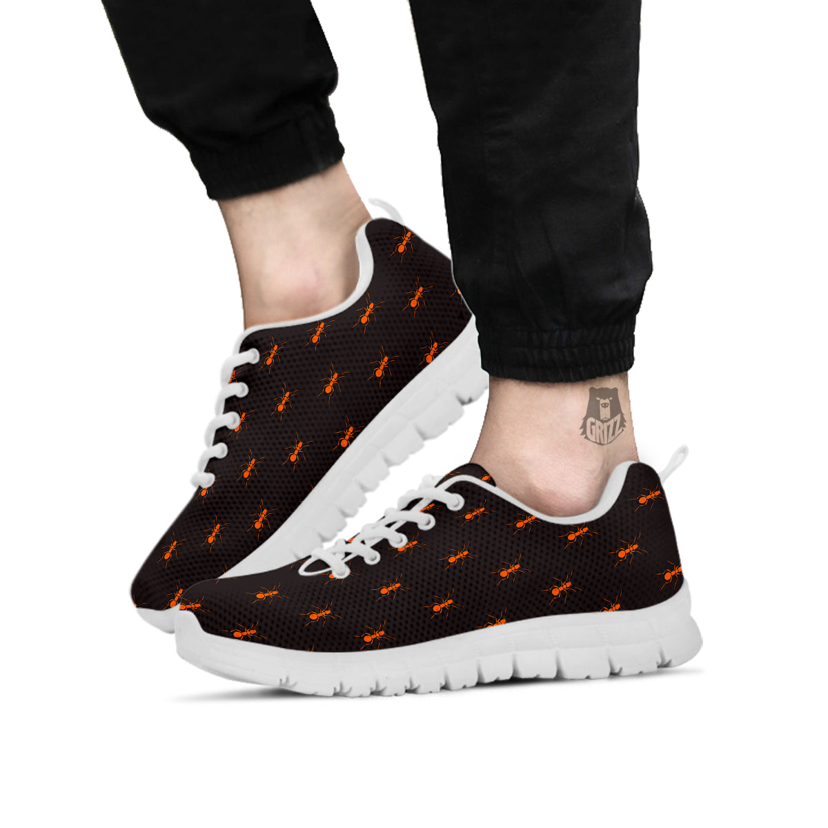 Ant Orange Print Pattern White Sneaker-grizzshop