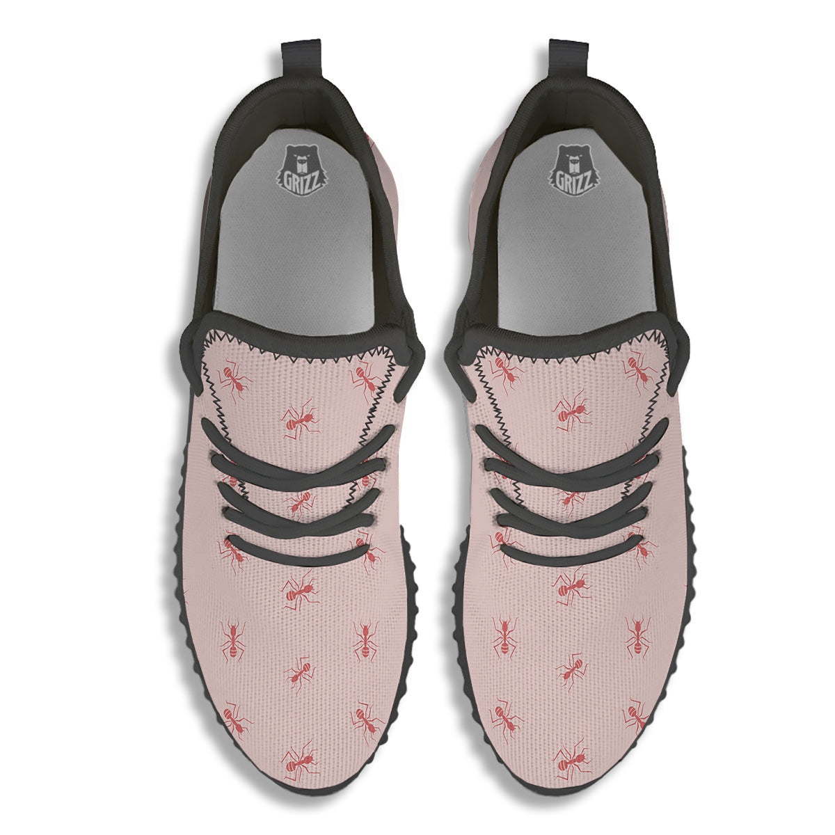 Ant Red Pink Print Pattern Black Walking Shoes-grizzshop