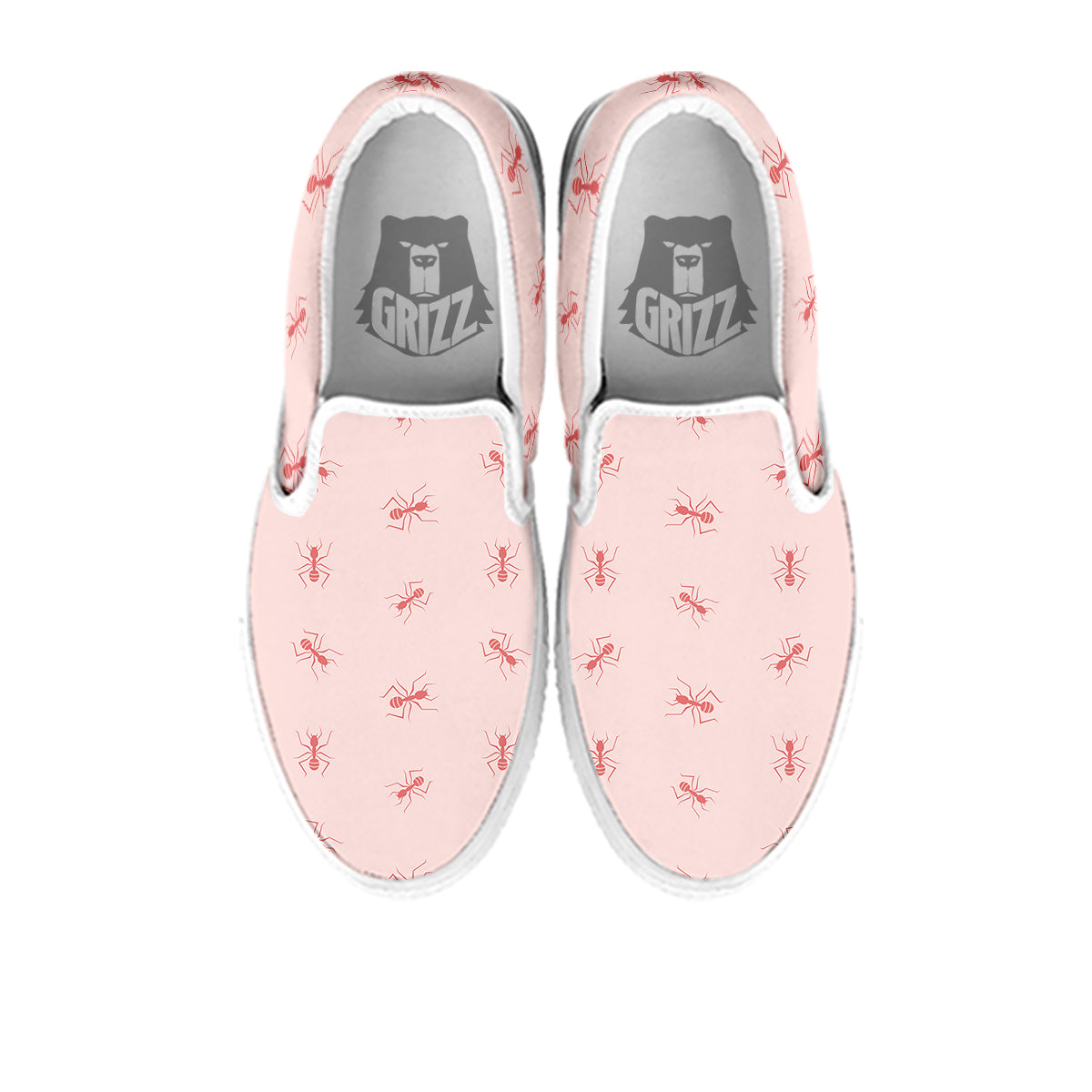 Ant Red Pink Print Pattern White Slip On Shoes-grizzshop