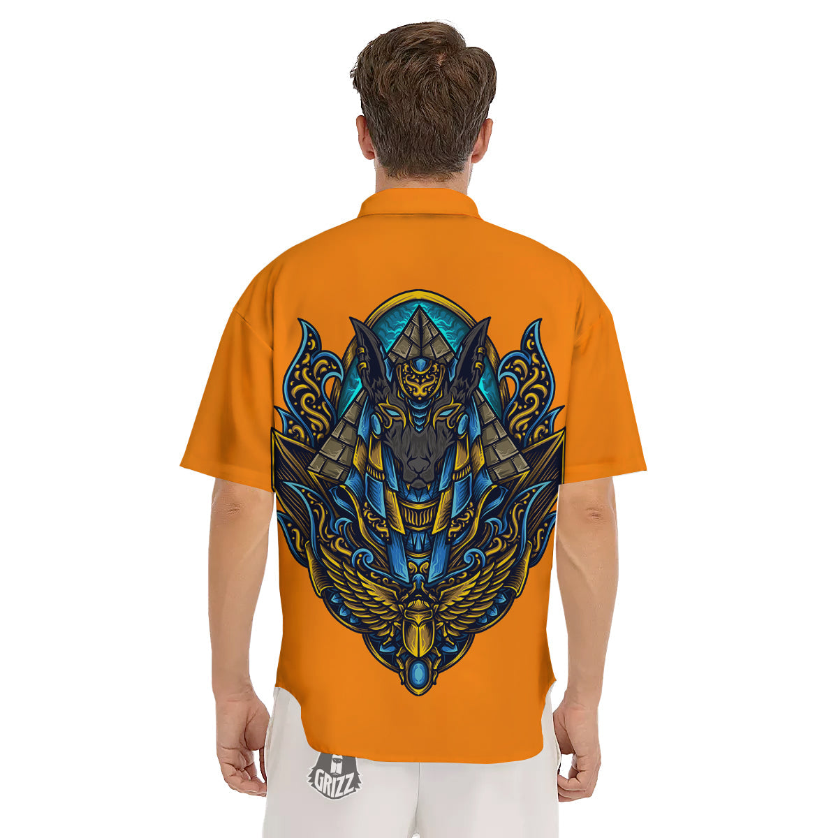 Anubis Engraving Ornament Print Men's Short Sleeve Shirts-grizzshop
