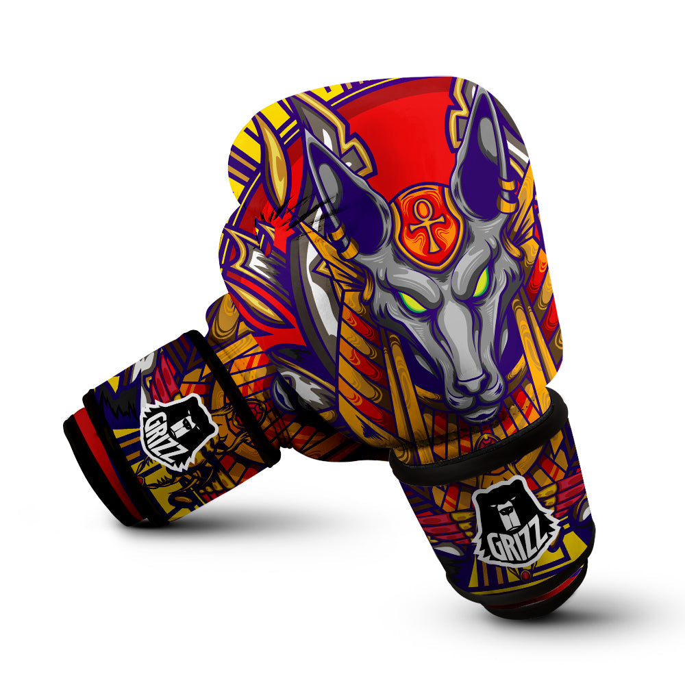 Anubis Exotic Egyptian Print Boxing Gloves-grizzshop