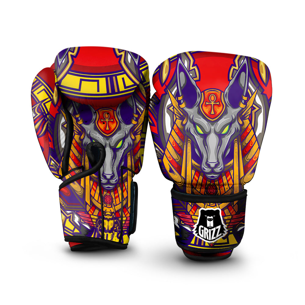Anubis Exotic Egyptian Print Boxing Gloves-grizzshop