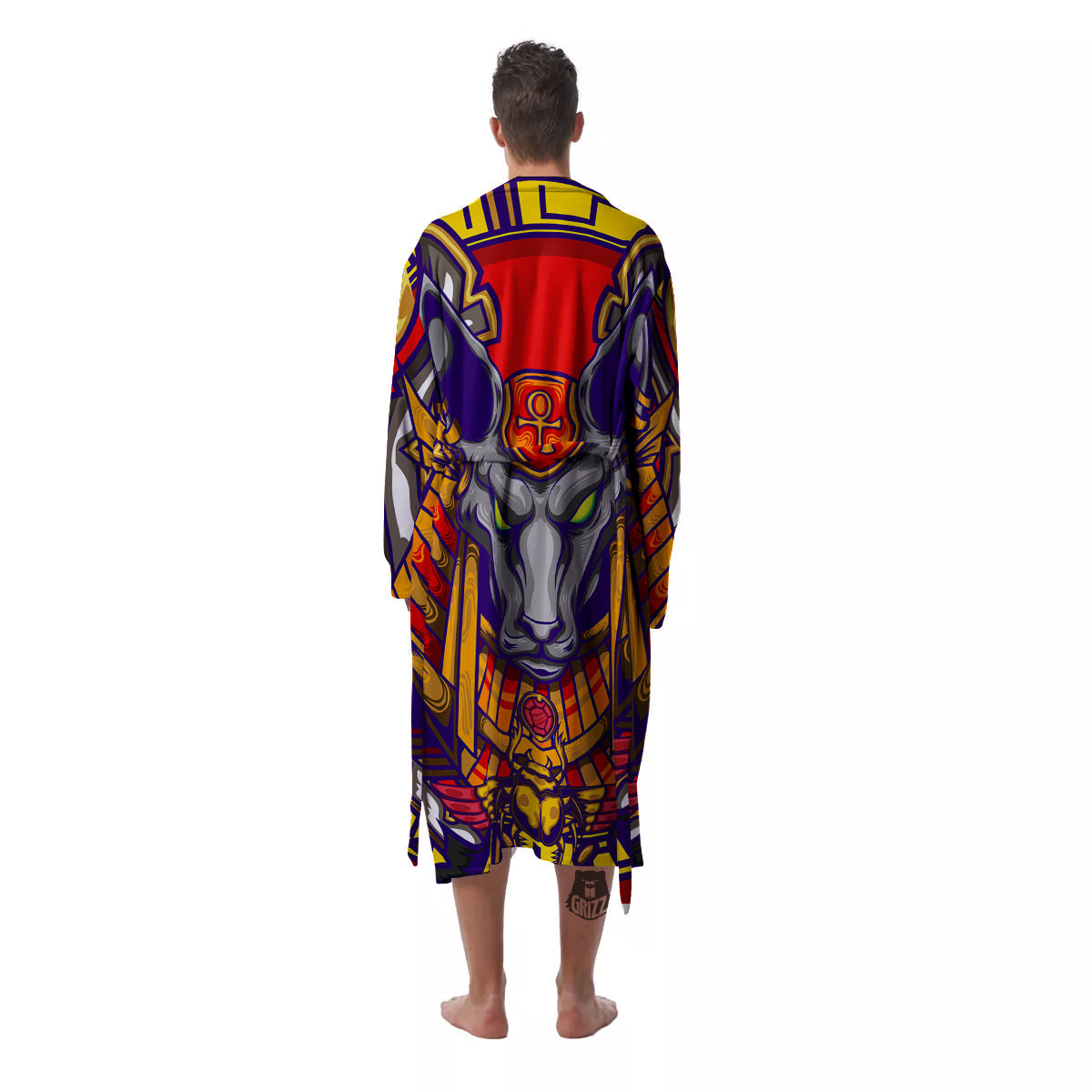 Anubis Exotic Egyptian Print Men's Robe-grizzshop