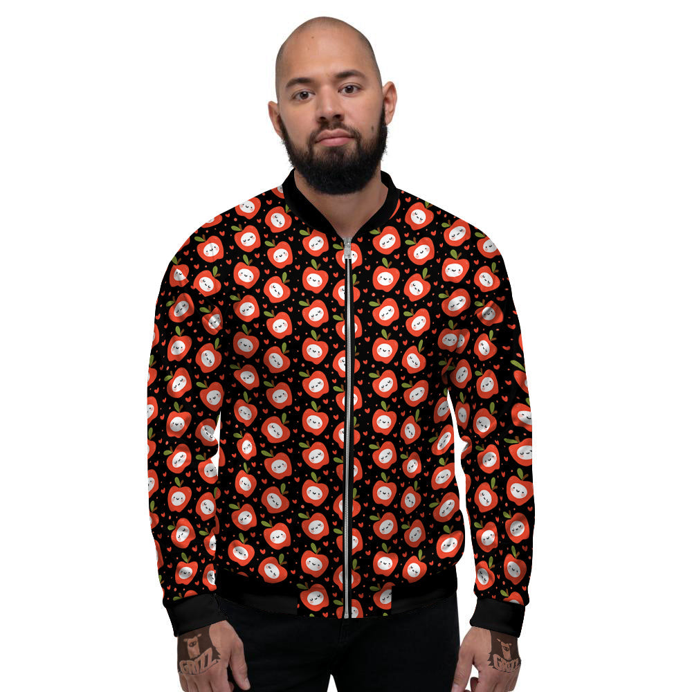 Apple Cute Print Pattern Men's Bomber Jacket-grizzshop