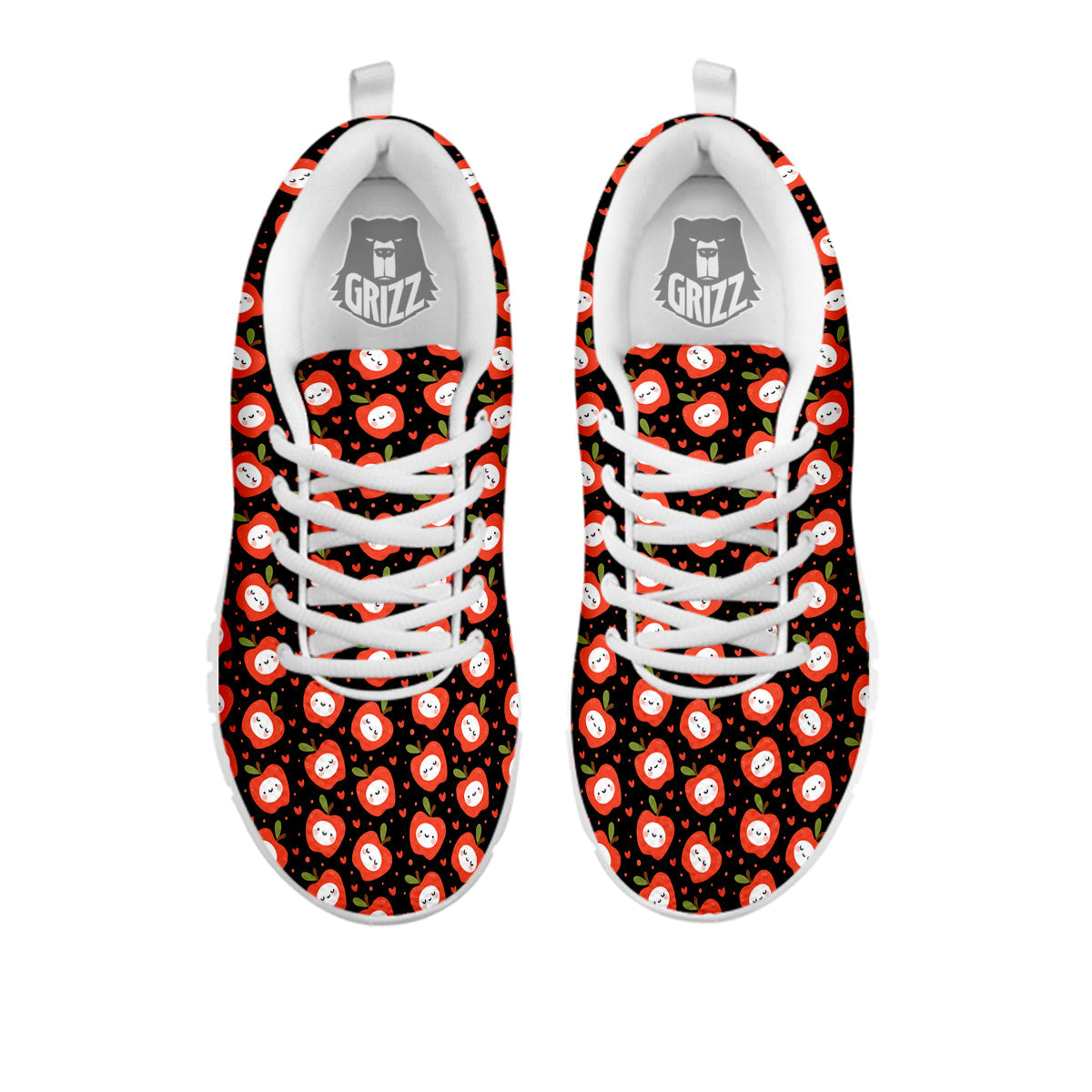 Apple Cute Print Pattern White Sneaker-grizzshop
