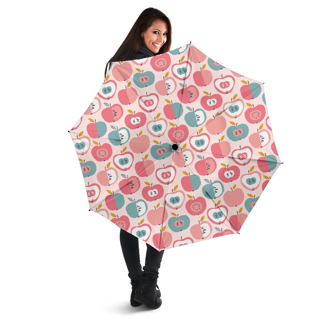 Apple Pattern Print Automatic Foldable Umbrella-grizzshop
