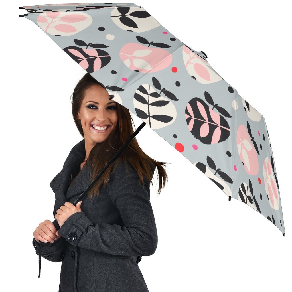 Apple Print Pattern Automatic Foldable Umbrella-grizzshop