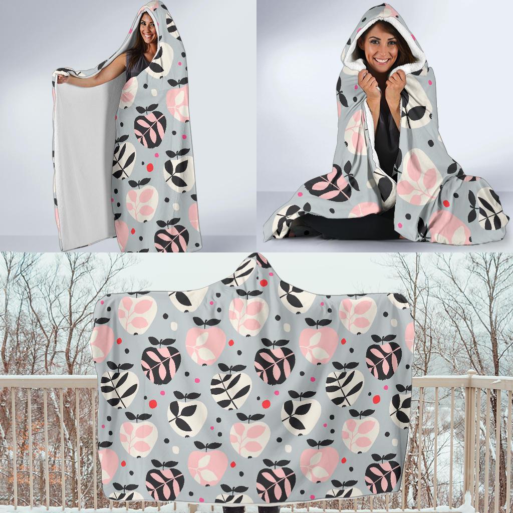 Apple Print Pattern Hooded Blanket-grizzshop