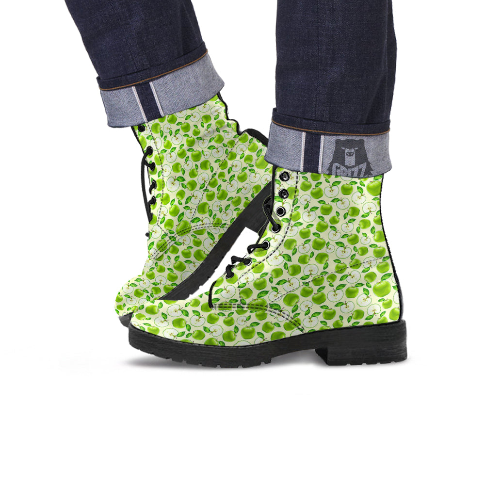 Apple Print Pattern Leather Boots-grizzshop