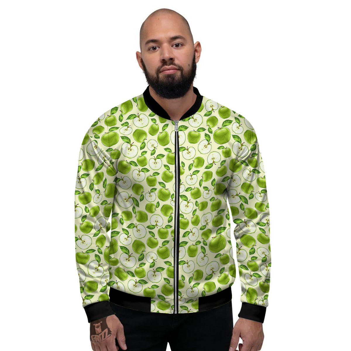 Apple Print Pattern Men's Bomber Jacket-grizzshop