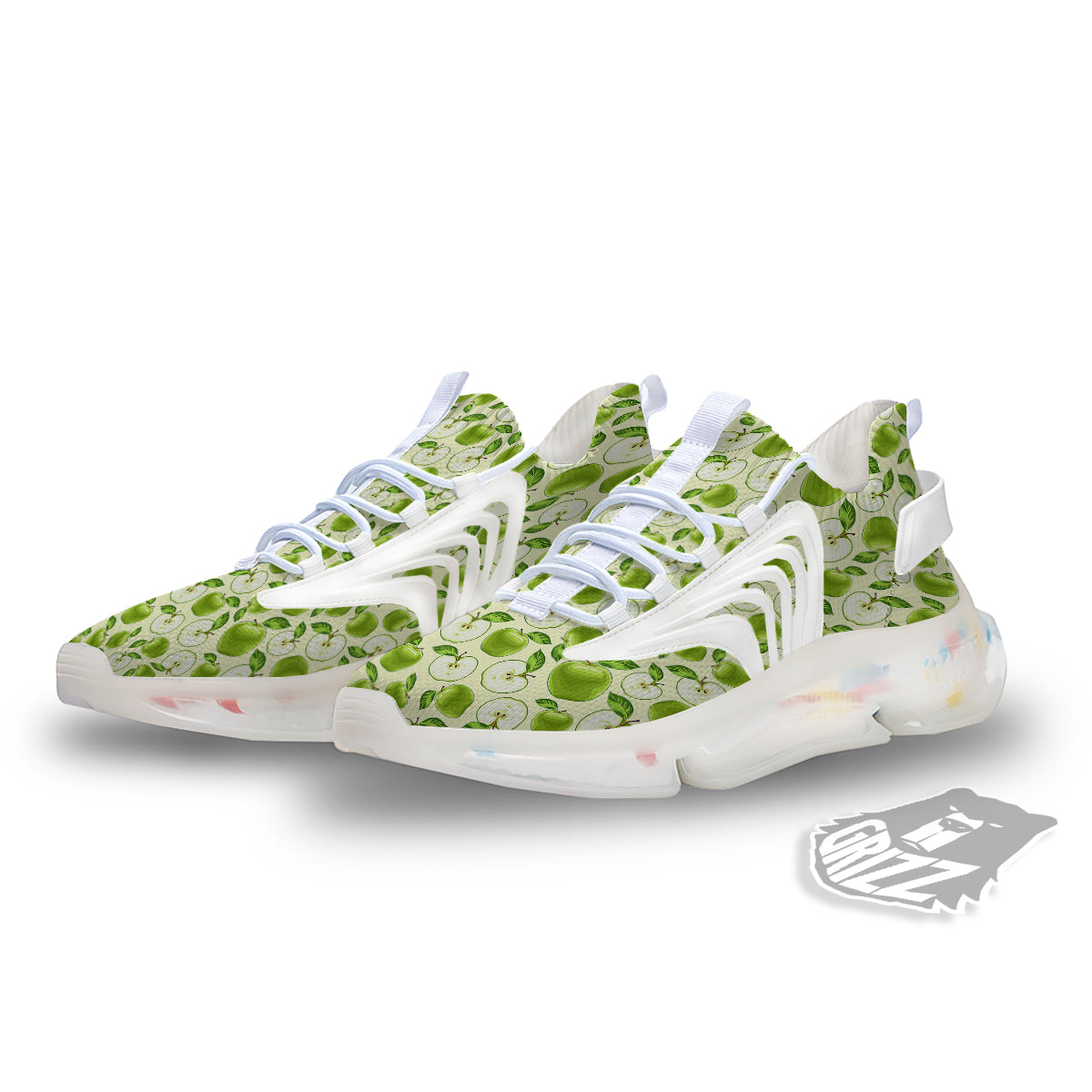 Apple Print Pattern White Gym Shoes-grizzshop