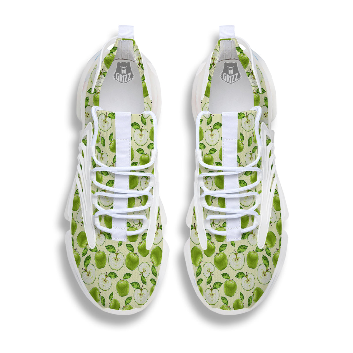 Apple Print Pattern White Gym Shoes-grizzshop