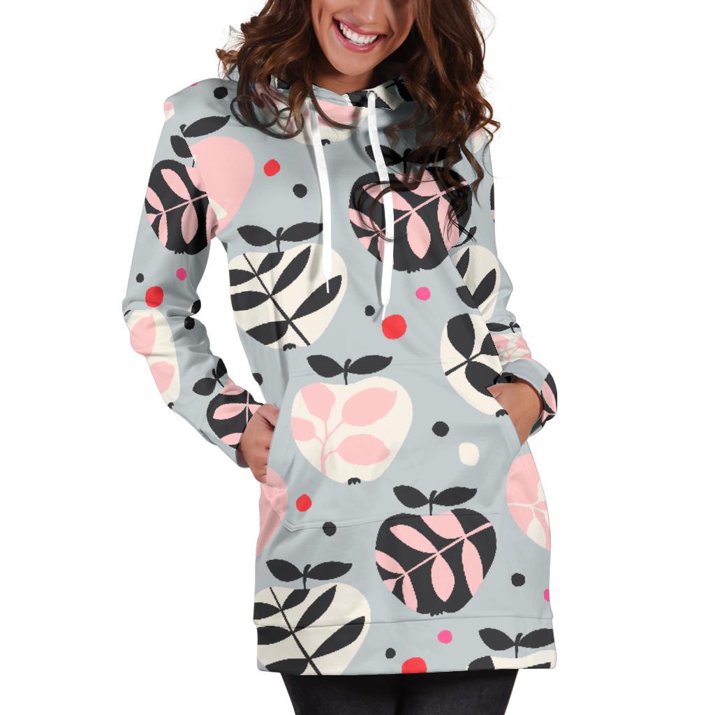 Apple Print Pattern Women Hoodie Dress-grizzshop