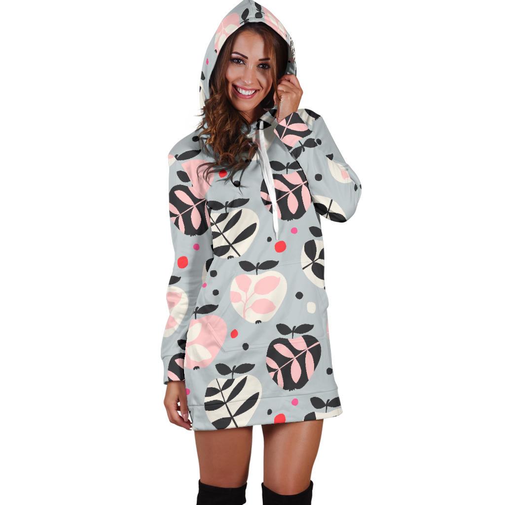 Apple Print Pattern Women Hoodie Dress-grizzshop