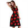 Apple Red Pattern Print Dress-grizzshop