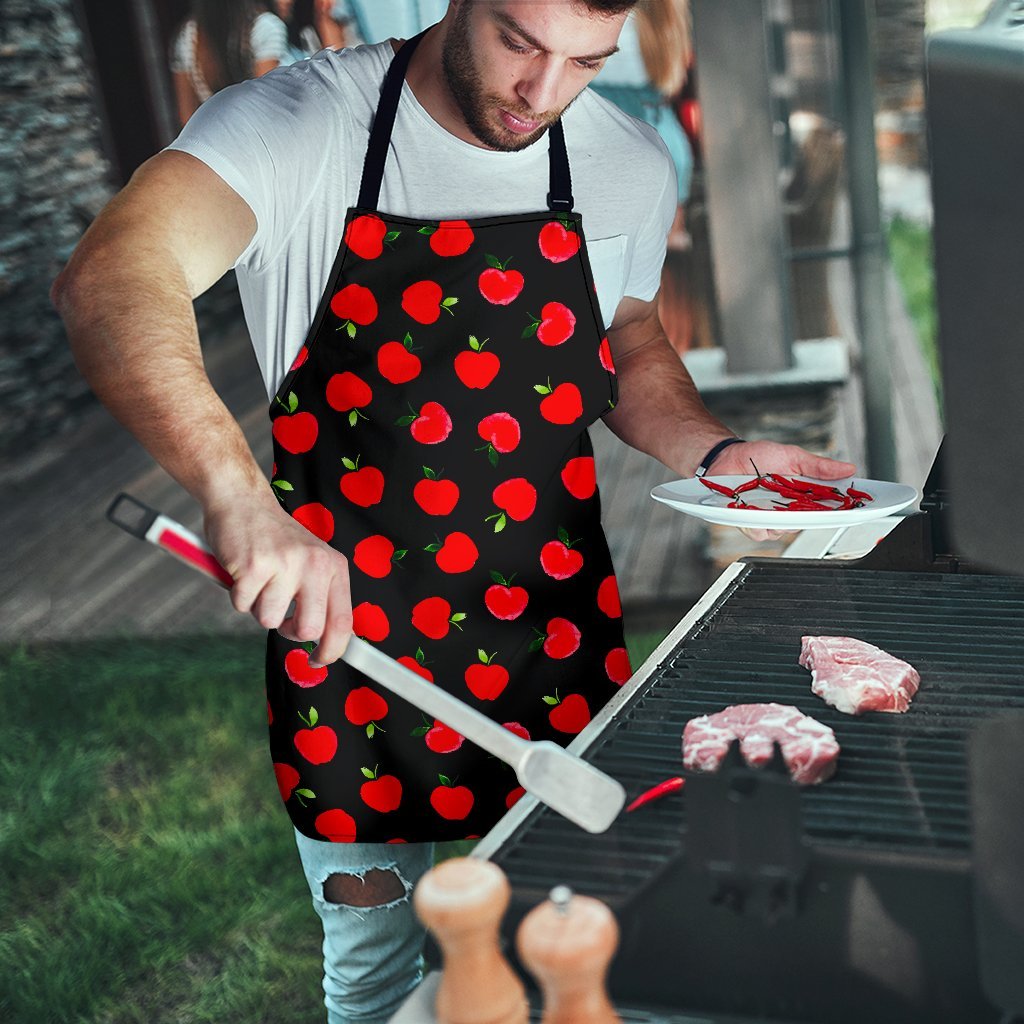 Apple Red Pattern Print Men's Apron-grizzshop