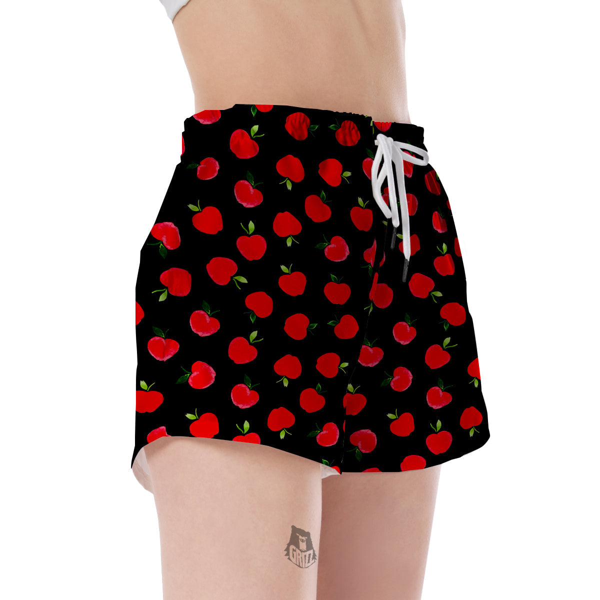 Apple Red Pattern Print Women's Shorts-grizzshop