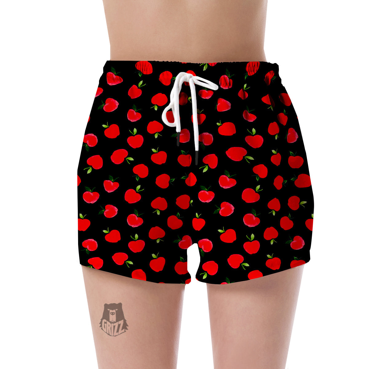 Apple Red Pattern Print Women's Shorts-grizzshop
