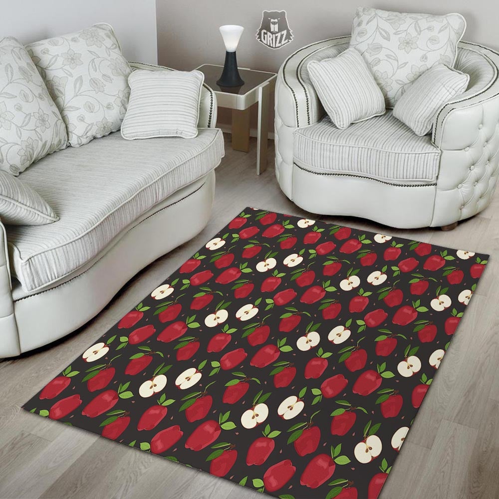 Apple Red Print Pattern Floor Mat-grizzshop