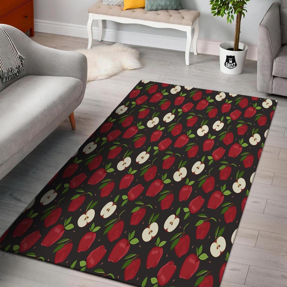 Apple Red Print Pattern Floor Mat-grizzshop